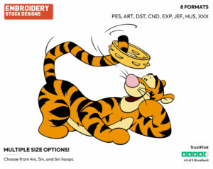 Playing Tambourine - Tigger - Winnie the Pooh - Disney Embroidery Design in 3 sizes & 8 formats