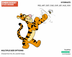 Boxing A Bee - Tigger - Winnie the Pooh - Disney Embroidery Design in 3 sizes & 8 formats