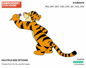 Tigger, Pencil - Tigger - Winnie the Pooh - Disney Embroidery Design in 3 sizes & 8 formats
