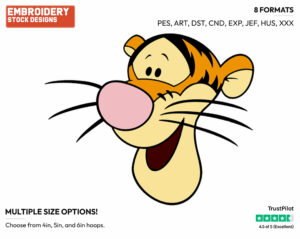 Tigger's Face - Tigger - Winnie the Pooh - Disney Embroidery Design in 3 sizes & 8 formats