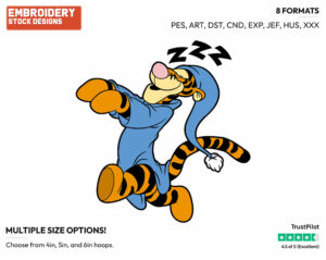Sleepwalking - Tigger - Winnie the Pooh - Disney Embroidery Design in 3 sizes & 8 formats