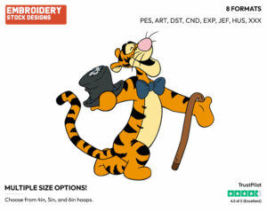 Tigger, Cane, Tophat - Tigger - Winnie the Pooh - Disney Embroidery Design in 3 sizes & 8 formats