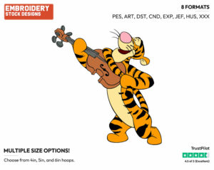 Playing Violin - Tigger - Winnie the Pooh - Disney Embroidery Design in 3 sizes & 8 formats