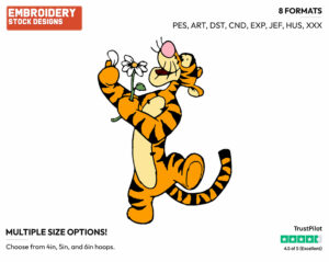 Plucking Flower Petals - Tigger - Winnie the Pooh - Disney Embroidery Design in 3 sizes & 8 formats