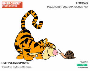 Tigger, Snail - Tigger - Winnie the Pooh - Disney Embroidery Design in 3 sizes & 8 formats