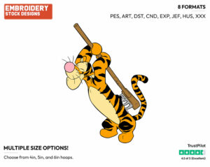 Scratching His Back - Tigger - Winnie the Pooh - Disney Embroidery Design in 3 sizes & 8 formats