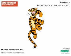 Cheerful Tigger - Tigger - Winnie the Pooh - Disney Embroidery Design in 3 sizes & 8 formats