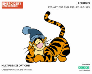 Wearing Winter Hat - Tigger - Winnie the Pooh - Disney Embroidery Design in 3 sizes & 8 formats