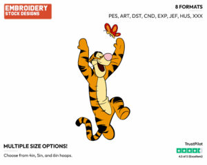 Jumping For Joy - Tigger - Winnie the Pooh - Disney Embroidery Design in 3 sizes & 8 formats