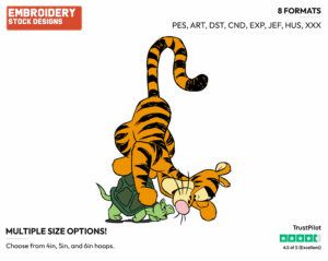 Tigger, Turtle - Tigger - Winnie the Pooh - Disney Embroidery Design in 3 sizes & 8 formats