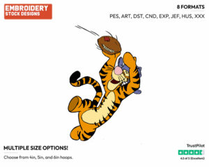 Catching Football - Tigger - Winnie the Pooh - Disney Embroidery Design in 3 sizes & 8 formats