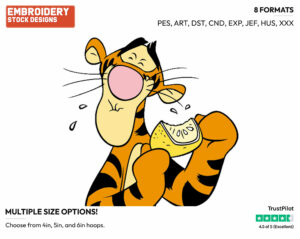 Tigger Eating Lemon - Tigger - Winnie the Pooh - Disney Embroidery Design in 3 sizes & 8 formats