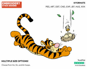 Tigger Diving To Save Falling Bird - Tigger - Winnie the Pooh - Disney Embroidery Design in 3 sizes & 8 formats