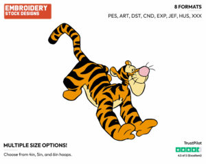 Leaping - Tigger - Winnie the Pooh - Disney Embroidery Design in 3 sizes & 8 formats