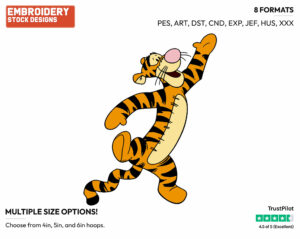 Waving - Tigger - Winnie the Pooh - Disney Embroidery Design in 3 sizes & 8 formats
