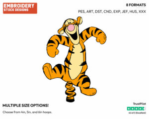 Cheerful Tigger - Tigger - Winnie the Pooh - Disney Embroidery Design in 3 sizes & 8 formats