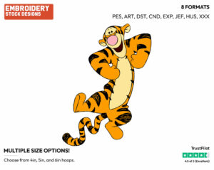 Happy Tigger - Tigger - Winnie the Pooh - Disney Embroidery Design in 3 sizes & 8 formats