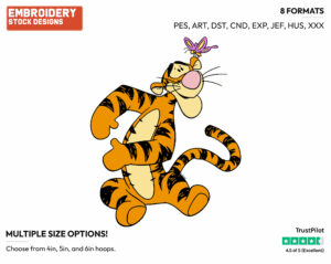 Tigger, Butterfly - Tigger - Winnie the Pooh - Disney Embroidery Design in 3 sizes & 8 formats