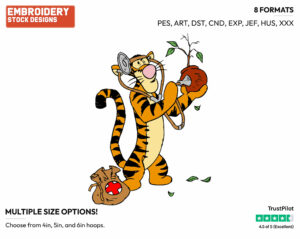 Listening For Heartbeat - Tigger - Winnie the Pooh - Disney Embroidery Design in 3 sizes & 8 formats