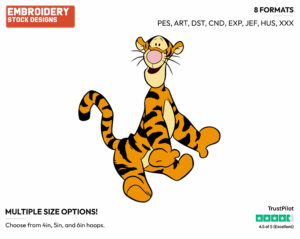 Cheerful - Tigger - Winnie the Pooh - Disney Embroidery Design in 3 sizes & 8 formats