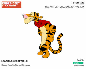 Wearing Scarf - Tigger - Winnie the Pooh - Disney Embroidery Design in 3 sizes & 8 formats