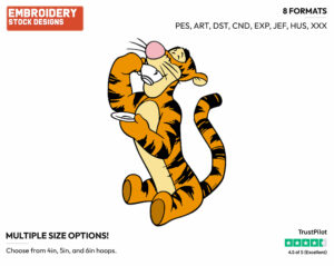 Sipping Tea - Tigger - Winnie the Pooh - Disney Embroidery Design in 3 sizes & 8 formats