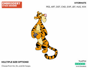Holding Honey Pot - Tigger - Winnie the Pooh - Disney Embroidery Design in 3 sizes & 8 formats