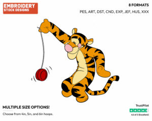 Playing With Yo-Yo - Tigger - Winnie the Pooh - Disney Embroidery Design in 3 sizes & 8 formats