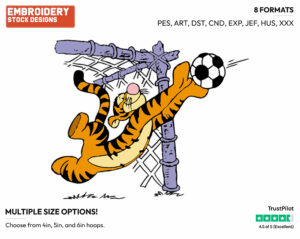Playing Soccer - Tigger - Winnie the Pooh - Disney Embroidery Design in 3 sizes & 8 formats