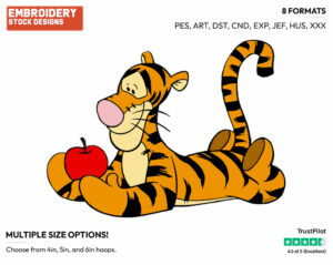 Tigger, Apple - Tigger - Winnie the Pooh - Disney Embroidery Design in 3 sizes & 8 formats