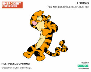 Startled - Tigger - Winnie the Pooh - Disney Embroidery Design in 3 sizes & 8 formats
