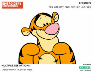 Tigger's Face - Tigger - Winnie the Pooh - Disney Embroidery Design in 3 sizes & 8 formats