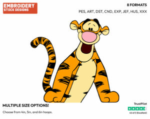 Cheerful - Tigger - Winnie the Pooh - Disney Embroidery Design in 3 sizes & 8 formats
