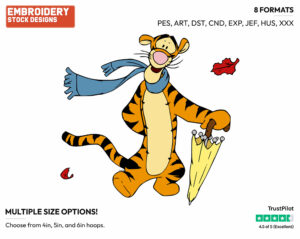 Tigger On Windy Day - Tigger - Winnie the Pooh - Disney Embroidery Design in 3 sizes & 8 formats