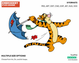 Tigger On Windy Day - Tigger - Winnie the Pooh - Disney Embroidery Design in 3 sizes & 8 formats