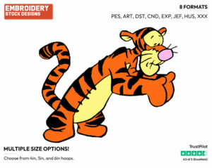 Diving - Tigger - Winnie the Pooh - Disney Embroidery Design in 3 sizes & 8 formats