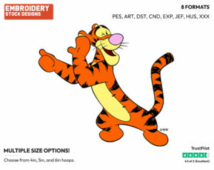 Winking - Tigger - Winnie the Pooh - Disney Embroidery Design in 3 sizes & 8 formats