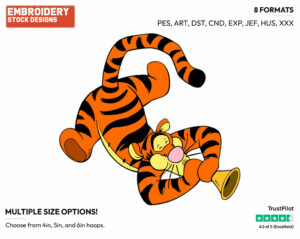 Tigger Playing Trumpet - Tigger - Winnie the Pooh - Disney Embroidery Design in 3 sizes & 8 formats