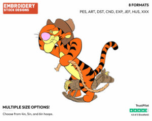 Cowboy - Tigger - Winnie the Pooh - Disney Embroidery Design in 3 sizes & 8 formats