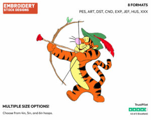 Tigger As Robin Hood - Tigger - Winnie the Pooh - Disney Embroidery Design in 3 sizes & 8 formats