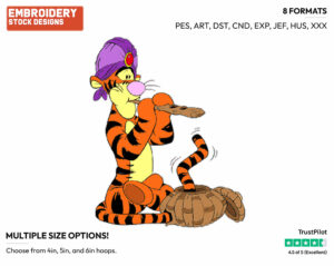 Snake Charmer - Tigger - Winnie the Pooh - Disney Embroidery Design in 3 sizes & 8 formats