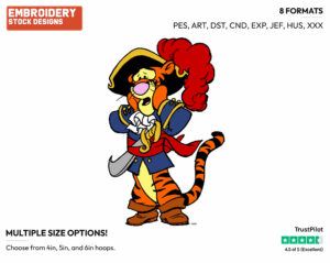 Tigger The Ship Captain - Tigger - Winnie the Pooh - Disney Embroidery Design in 3 sizes & 8 formats