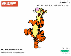 Tigger Laughing - Tigger - Winnie the Pooh - Disney Embroidery Design in 3 sizes & 8 formats