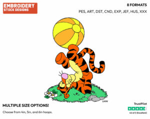 Tigger Playing With A Ball - Tigger - Winnie the Pooh - Disney Embroidery Design in 3 sizes & 8 formats