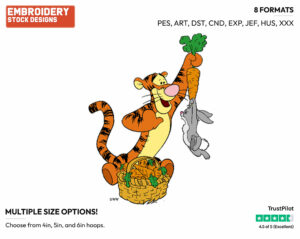 Tigger, Rabbit Carrot Face-Off - Tigger - Winnie the Pooh - Disney Embroidery Design in 3 sizes & 8 formats