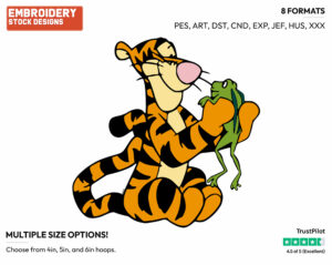 Tigger, Frog - Tigger - Winnie the Pooh - Disney Embroidery Design in 3 sizes & 8 formats