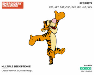 Cheerful Tigger - Tigger - Winnie the Pooh - Disney Embroidery Design in 3 sizes & 8 formats