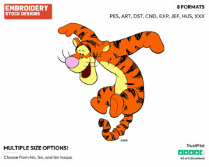 Bouncing - Tigger - Winnie the Pooh - Disney Embroidery Design in 3 sizes & 8 formats