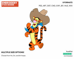 Cowboy Tigger - Tigger - Winnie the Pooh - Disney Embroidery Design in 3 sizes & 8 formats