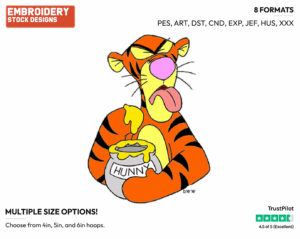 Tiggers Don'T Like Honey - Tigger - Winnie the Pooh - Disney Embroidery Design in 3 sizes & 8 formats